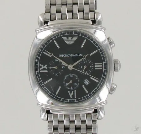 Teräsrannekello Emporio Armani AR-0314, quartz, käytön jälkiä, taulun Ø 41mm, rannekkeen pituus 200mm