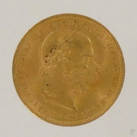 Kultaraha 20 coronaa, Itävälta, vuodelta 1893, 900, paino 6,7g Paino: 6,7 g