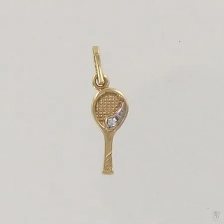 Tennismailariipus timantilla 1xn.0.005ct, korkeus 18mm, 585 kelta- ja valkokulta, paino 0,4g Paino: 0,4 g