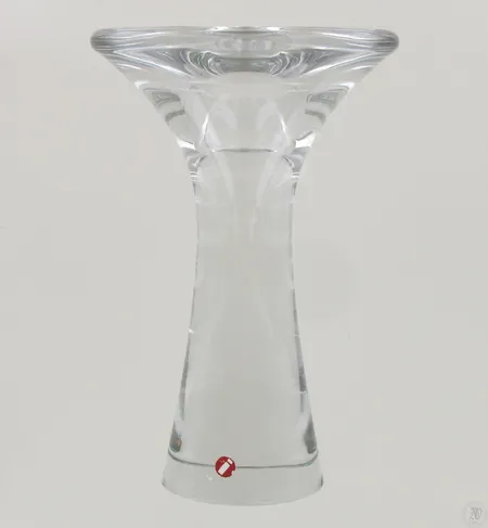 Kristalli kynttilänjalka, 3412, design Tapio Wirkkala, Iittala, signeerattu, 1954, korkeus 145mm