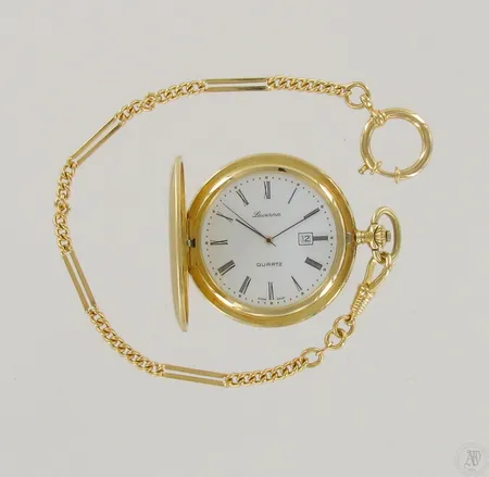 Taskukello ja kellonperät, kaiverrettu, quartz, taulun Ø 48mm, perien pituus 265mm, metallia