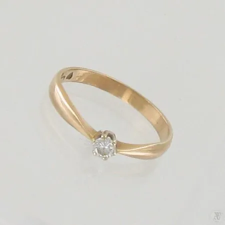 Timanttisormus 1xn.0.10ct, koko 16¾, 585, paino 1,7g Paino: 1,7 g