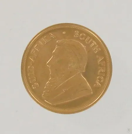 Kultaraha South Africa, Krugerrand 1975, 916 paino 33,9g
 Paino: 33,9 g