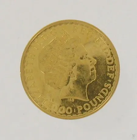 Kultaraha Britannia, 100 pounds 2013, 999,9, paino 31,1g Paino: 31,1 g