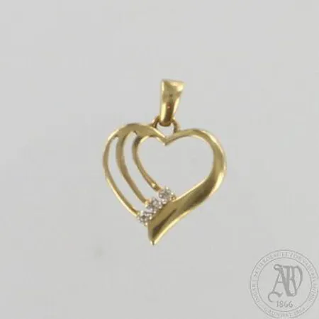 Sydänriipus timanteilla 3xn0.005ct, korkeus 20mm, 585, paino 1,0g Paino: 1   g