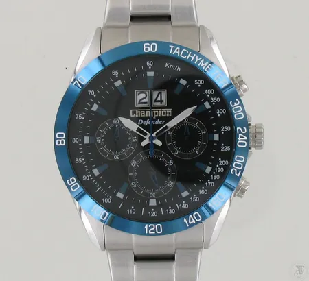 Teräsrannekello Champion Defender, quartz, Ø 47mm, hihnan pituus 170mm, kolme lisäpalaa