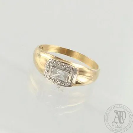 Timanttisormus 1xn.0.23ct baguette, koko 17½, 585, paino 2,1g