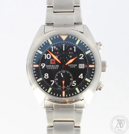 Teräsrannekello Swiss Military Hanowa sapphire 10 atm, quartz, Ø 42mm