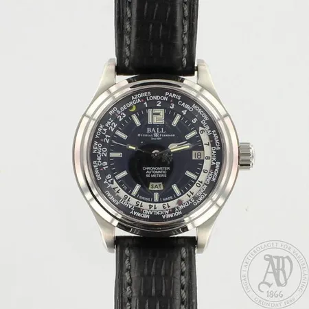 Teräsrannekello Ball Trainmaster chronometer automatic, Ø 41mm, laatikko ja todistukset, metalli- ja nahkaranneke, kunto hyvä