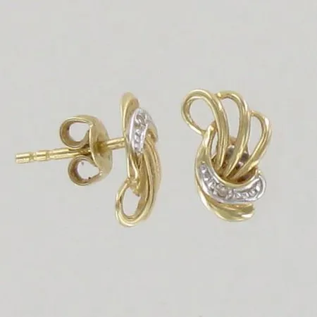 Timanttikorvanapit 2xn.0.005ct, korkeus 10mm, 585 kelta- ja valkokulta, paino 0,9g