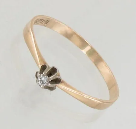 Timanttisormus 1xn.0.03ct, koko 17¾, 585, paino 1,1g