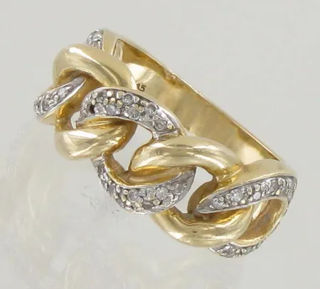Timanttisormus 40xn.0.005ct (yksi timantti puuttuu), koko 16½, 585, paino 7,1g 