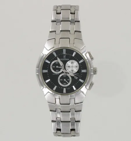 Teräsrannekello Festina Chronograph W.R.100M, quartz,  käytön jälkiä, lasissa naarmuja