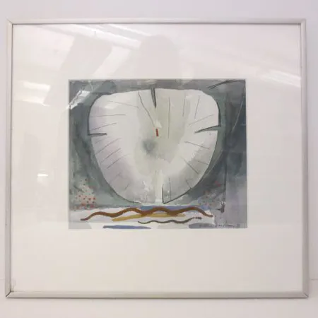 Akvarellimaalaus, signeeraus Liisa Vartiainen 1993, mitat 24x20cm, lasissa särö
