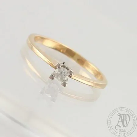 Timanttisormus 1xn.0.08ct, koko 16, 585 kelta- ja valkokulta, paino 1,6g 