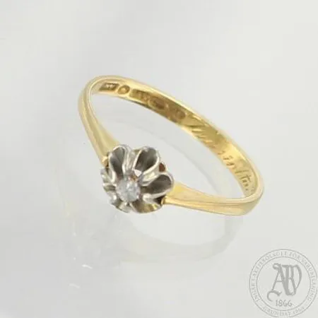 Timanttisormus 1xn.0.04ct, kaiverrettu, koko 17, 585, paino 2,4g 