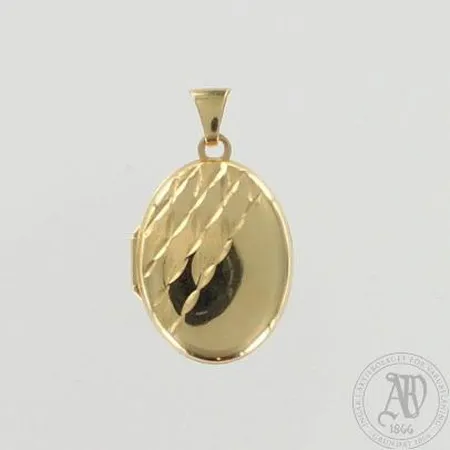 Medaljonki, kaiverrettu, korkeus 30mm, 585br, paino 2,2g 