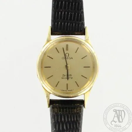 Viallinen kultarannekello Omega De Ville, kaiverrettu, 585br, Quartz, taulun Ø 20mm