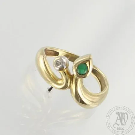 Kivisormus timantilla 1xn.0.01ct, koko 16¾, 585br, paino 2,3g 