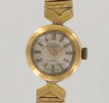 Viallinen kultarannekello Waltham, 750br, paino 17,4g