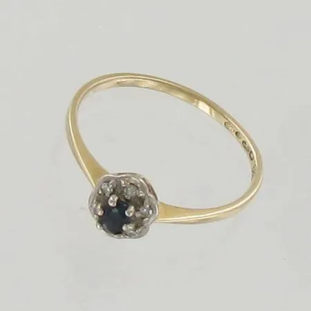 Sinisafiirisormus timanteilla 6xn.0.005ct, koko 17¾, 585br, paino 1,5g