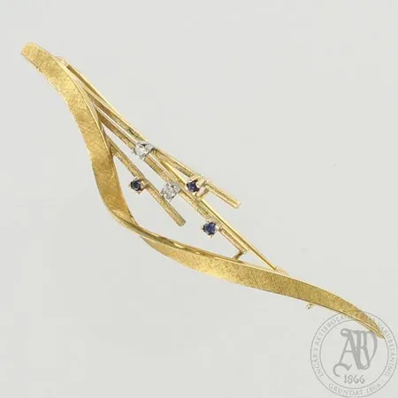 Kivirintaneula timanteilla 1xn.0.03ct ja 1xn.0.04ct, pituus 83mm, 750br, paino 9,1g