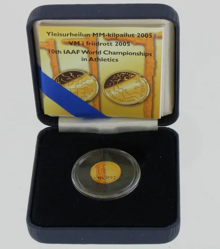 Kultaraha Yleisurheilun MM-kilpailut 2005, 20 euroa, 900, paino 1,7g, laatikko ja todistus
