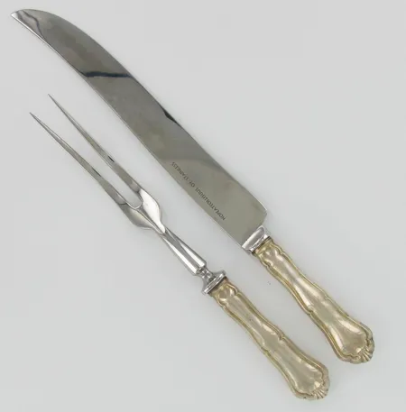 Lihaveitsi ja -haarukka, Chippendale, 250-310mm, 830br, paino 161,0g
