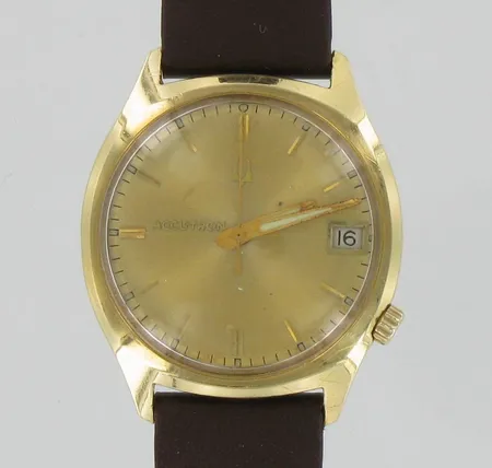 Kultarannekello Bulova Accutron 218D, C74912 M7, käytön jälkiä, ei käy, 585br, paino 39,9g