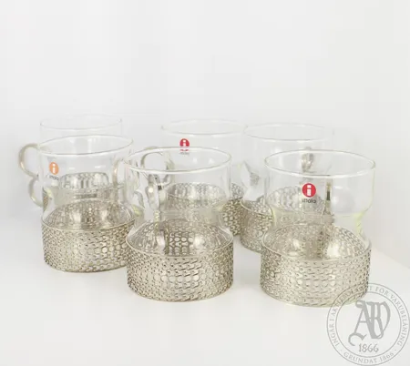 Kuusi glögilasia Iittala, Tsaikka, korkeus 82mm.  