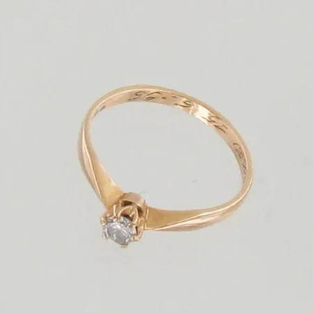 Timanttisormus 1xn.0.18ct, kaiverrettu, koko 17, 585, paino 1,6g
