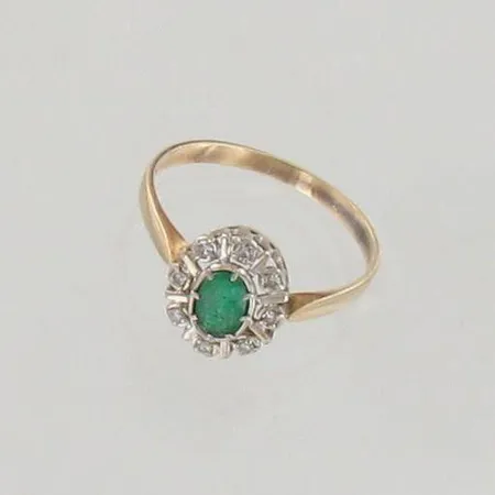 Smaragdisormus timanteilla 8xn.0.01ct, koko 18¾, 585br kelta- ja valkokulta, paino 2,3g