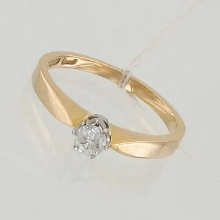 Timanttisormus 1xn.0.20ct, koko 17, 750 kelta- ja valkokulta, paino 2,9g