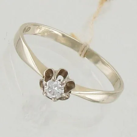 Timanttisormus 1xn.0.10ct, koko 17½, 750, paino 1,6g