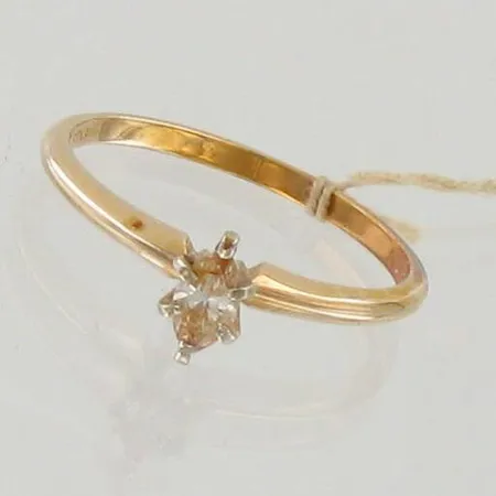 Timanttisormus 1xn.0.18ct Marquise-hiontainen, koko 17, 585 kelta- ja valkokulta, paino 1,7g 