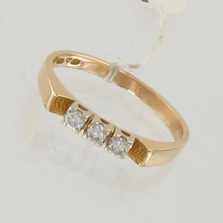 Timanttisormus 3xn.0.05ct, koko 17¼, 750 kelta- ja valkokulta, paino 2,6g