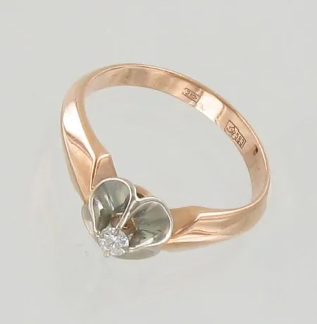 Timanttisormus 1xn.0.11ct, koko 19½, 583 kelta- ja valkokulta, paino 5,0g
