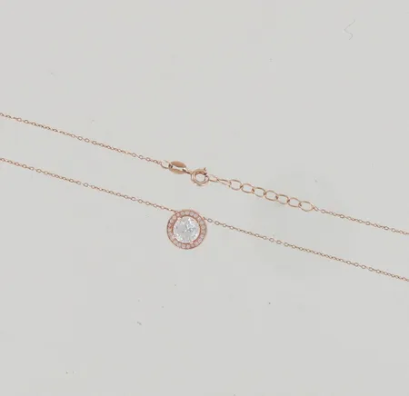 Kiviriipus kaulaketjulla, riipuksen Ø 11mm, ketjun pituus 45cm, 925, paino 2,3g