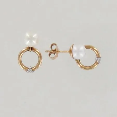 Helmikorvakorut timanteilla 2xn.0.01ct, korkeus 16mm, 585br, paino 2,4g