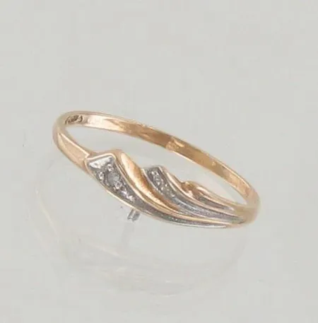 Timanttisormus 1xn.0.005ct, koko 17, 585 kelta- ja valkokulta, paino 1,0g