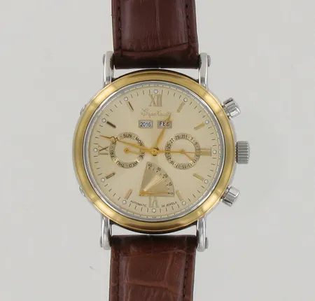 Teräsrannekello Engelhardt, automaatti, cal: 10.670, 38 jewels, taulun Ø 43mm, hihnan pituus 220mm, käyttöohje, takuukortti, laatikko