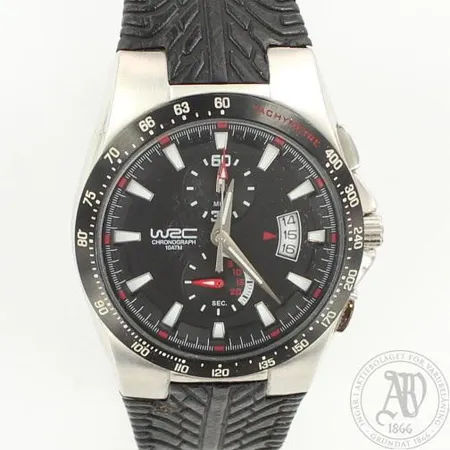 Teräsrannekello WRC Classic Chronograph, Neste Oil Rally Finland, kaiverrettu, ref: A18717, quartz, näytössä naarmuja, Ø 43, rannekkeen pituus 190mm, laatikko 