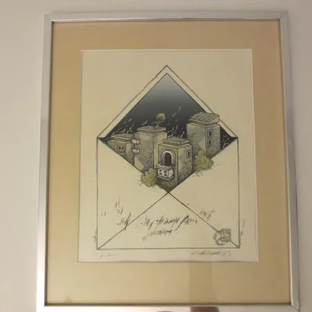 Serigrafia, signeeraus Raimo Kanerva 1983, koko 380x300mm Lähetetään postipakettina.