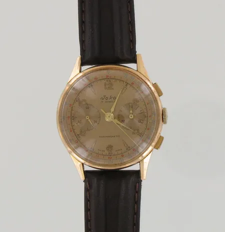 Kultarannekello Joko 17 Jewels Antimagnetic, huollon tarpeessa, käytön jälkiä, taulun Ø 38mm, 750br, paino 45,8g