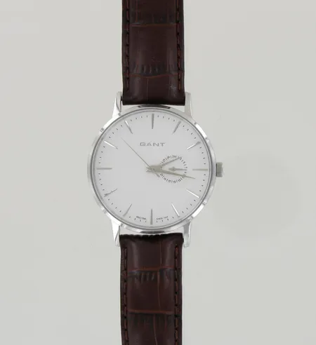 Teräsrannekello Gant, quartz, pieni naarmu lasissa, nahkaranneke, taulun Ø 42mm