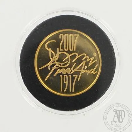Kultaraha Itsenäinen Suomi 90 vuotta, 2007, nimellisarvo 100 euroa, sealed, 917, paino 8,5g 
