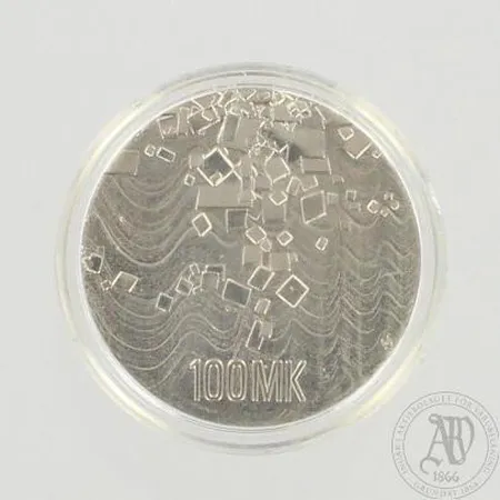 Hopea juhlaraha, 100 Markkaa 1917-1992, Itsenäinen Suomi 75 vuotta, 925, paino 24,0g 