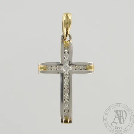 Timanttiriipus 1xn.0.03ct 16xn.0.01ct, korkeus 28mm, 585 valko- ja keltakulta, paino 1,7g 