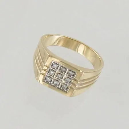 Timanttisormus 9xn.0.02ct, käytön jälkiä, koko 21, 585, paino 10,8g