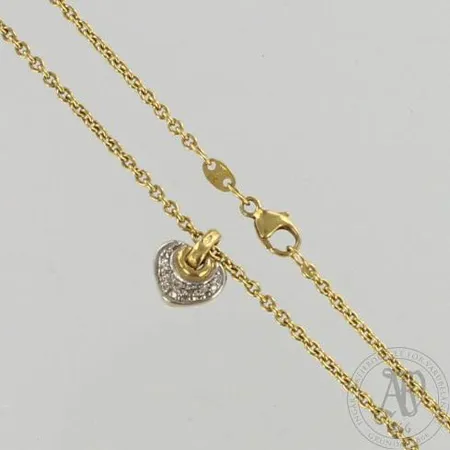 Timanttiriipus ketjulla, 14xn.0.005ct, riipuksen korkeus 10mm, ketjun pituus 45cm, 750, paino 7,8g  